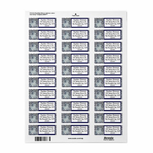 Blauw en wit konijn dierlijk chinoiserie zeemacht etiket (Full Sheet)