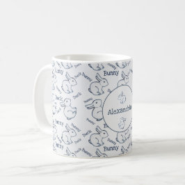 Blauw en wit konijn, duck Pattern, illusie aangepa Koffiemok