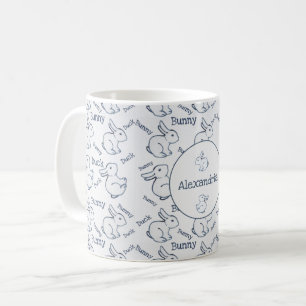 Blauw en wit konijn, duck Pattern, illusie aangepa Koffiemok