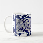 Blauw en wit konijn Hare Bunny Art Deco Tropical Koffiemok (Links)