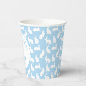 Blauw En Wit Konijn Konijn Patroon Gelukkig Pasen Papieren Bekers (Links)