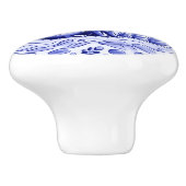 Blauw en wit konijn mediterrane volkskunst keramische knop (Zijkant)