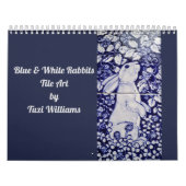 Blauw en wit konijn - Tile Art Calendar Cobalt Nav Kalender (Hoes)