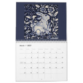 Blauw en wit konijn - Tile Art Calendar Cobalt Nav Kalender (Mar 2027)