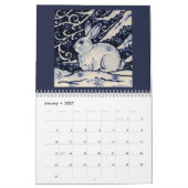 Blauw en wit konijn - Tile Art Calendar Cobalt Nav Kalender (Jan 2027)