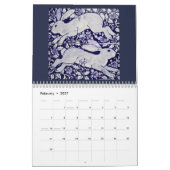 Blauw en wit konijn - Tile Art Calendar Cobalt Nav Kalender (Feb 2027)