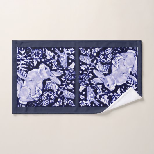 Blauw en Wit Konijn Vogel Bad Handdoek Dedham (Handdoek)