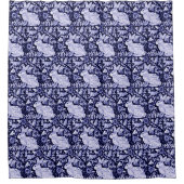 Blauw en Wit Konijn Vogel Douche Gordijn Dedham (Voorkant)