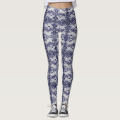 Blauw en wit konijnenpatroon VrouwenLeggings Leggings (Voorkant)