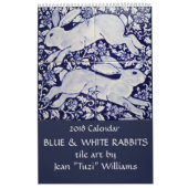 Blauw en wit konijnentegel elk jaar kalender (Hoes)