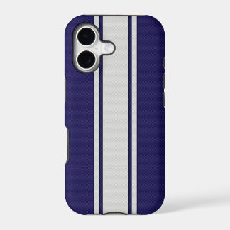 Blauw en wit koolstofvezel Stripes iPhone 5 Hoesje
