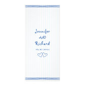 Blauw en wit krabbel boog bruiloft kaart (Achterkant)