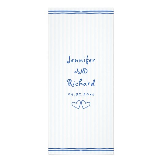 Blauw en wit krabbel boog bruiloft kaart (Achterkant)