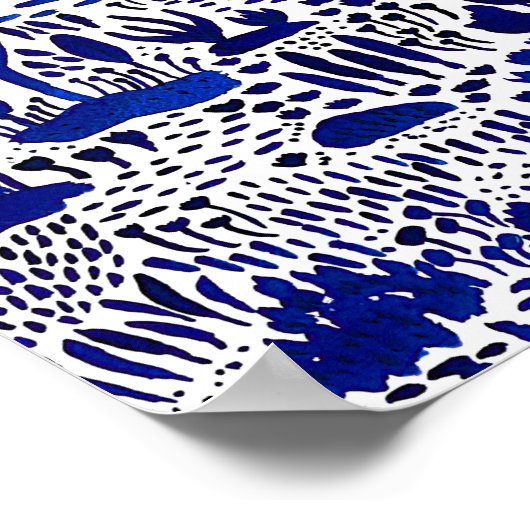 Blauw en wit kunstwerk poster (Hoek)