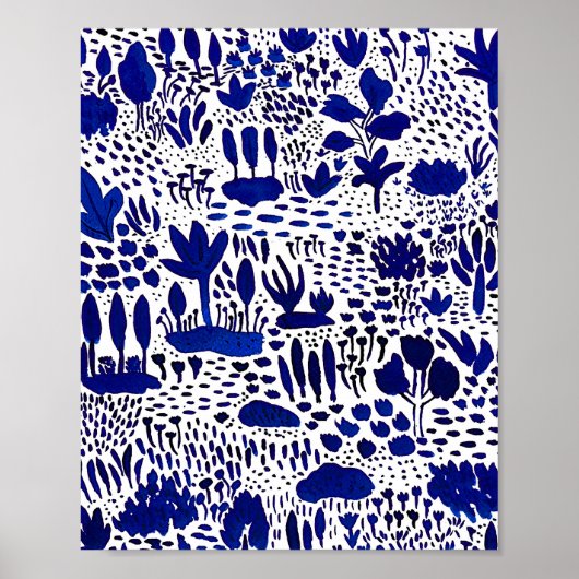 Blauw en wit kunstwerk poster (Voorkant)