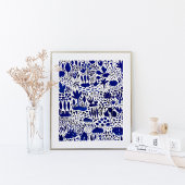 Blauw en wit kunstwerk poster