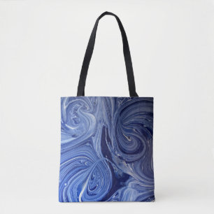 Blauw en wit kunstwerk tote bag