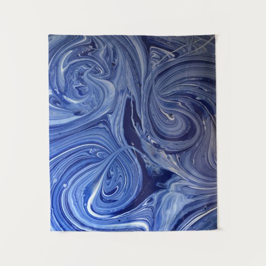 Blauw en wit kunstwerk wandkleed (Voorkant)