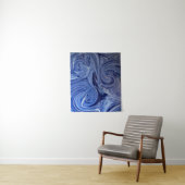 Blauw en wit kunstwerk wandkleed (In situ)
