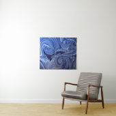 Blauw en wit kunstwerk wandkleed (In Situ (horizontaal))