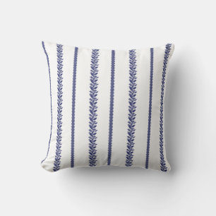 Blauw en Wit Kust Botanische Strepen Kussen