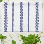 Blauw en Wit Kust Botanische Strepen Theedoek (Gevouwen)