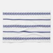 Blauw en Wit Kust Botanische Strepen Theedoek (Horizontaal)
