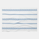 Blauw en Wit Kust Botanische Strepen Theedoek (Horizontaal)