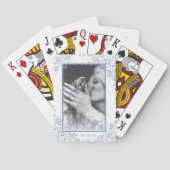 Blauw en Wit Kust Chic Trouwfoto Favorieten Pokerkaarten (Achterkant)