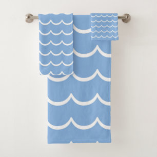 Blauw en wit kustgolfpatroon bad handdoek