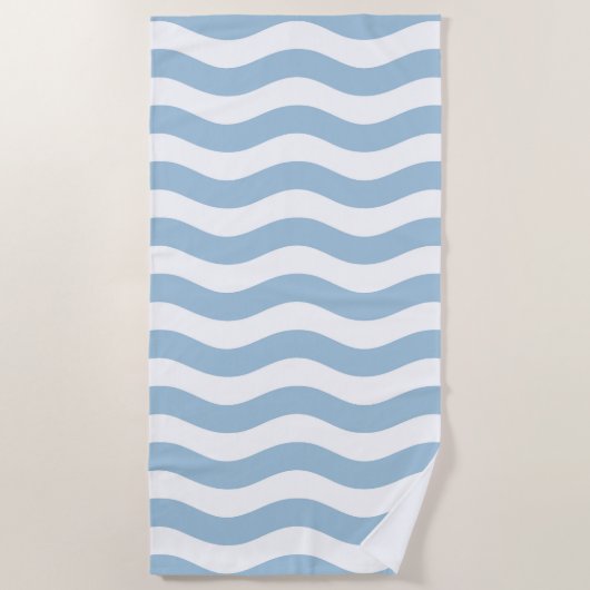 Blauw en wit kustgolfpatroon strandlaken (Voorkant)