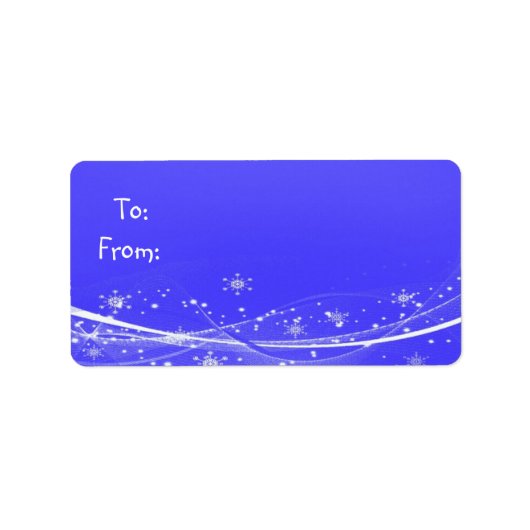 Blauw en wit Label met kerstcadeau voor sneeuw (Voorkant)