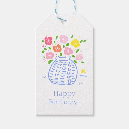 Blauw en wit Label met vetweefsel Cadeaulabel (Voorkant)