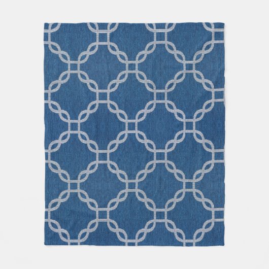 Blauw en wit Lattice Fleece Deken (Voorkant)