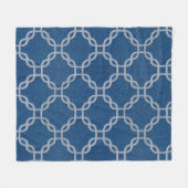 Blauw en wit Lattice Fleece Deken (Voorkant (Horizontaal))