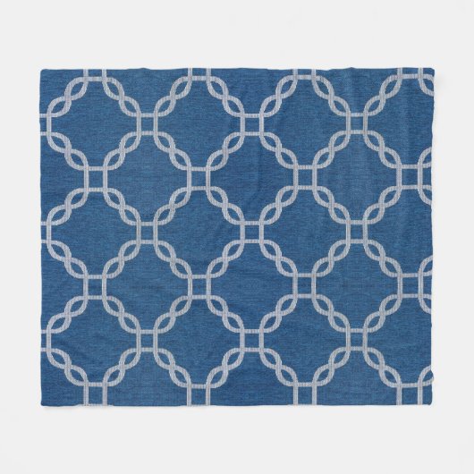 Blauw en wit Lattice Fleece Deken (Voorkant (Horizontaal))