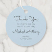 Blauw en Wit Laurel Religieus met Kruis Bedankjes Labels (Achterkant)