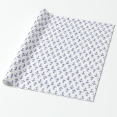 Blauw en wit legerpatroon van anker cadeaupapier (Uitgerold)