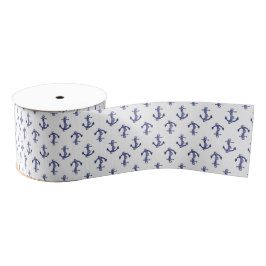 Blauw en wit legerpatroon van anker grosgrain lint