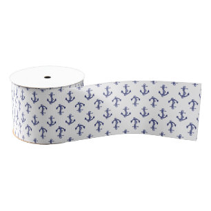 Blauw en wit legerpatroon van anker grosgrain lint