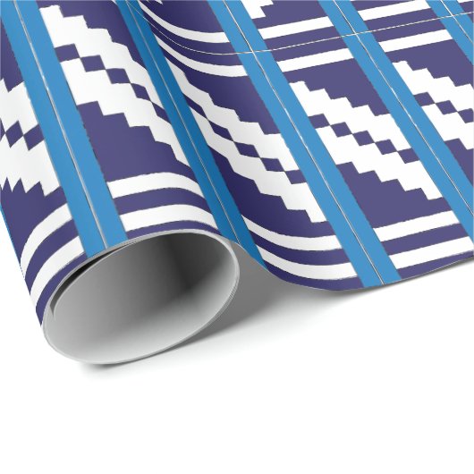 Blauw en wit Lets Letse etnische volkskunst Cadeaupapier (Rol Hoek)