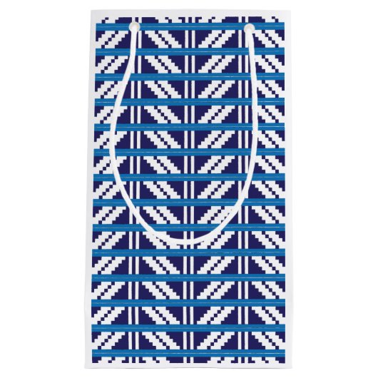 Blauw en wit Lets Letse etnische volkskunst Klein Cadeauzakje (Voorkant)