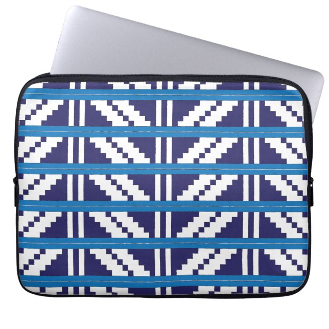Blauw en wit Lets Letse etnische volkskunst Laptop Sleeve (Voorkant)