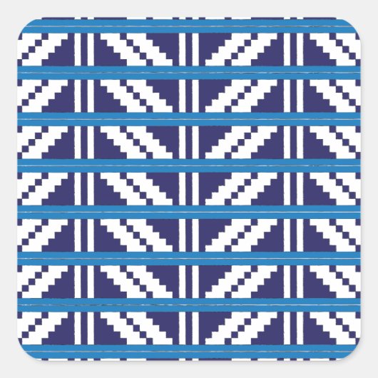 Blauw en wit Lets Letse etnische volkskunst Vierkante Sticker (Voorkant)
