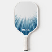 Blauw en Wit Lichtgevend Modern Monogram Pickleball Paddle (Achterkant)