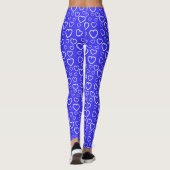Blauw en wit liefdespatroon leggings (Achterkant)
