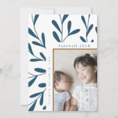 Blauw en Wit Lijst Foto Afscheid 2024 Feestdagenkaart (Voorkant)