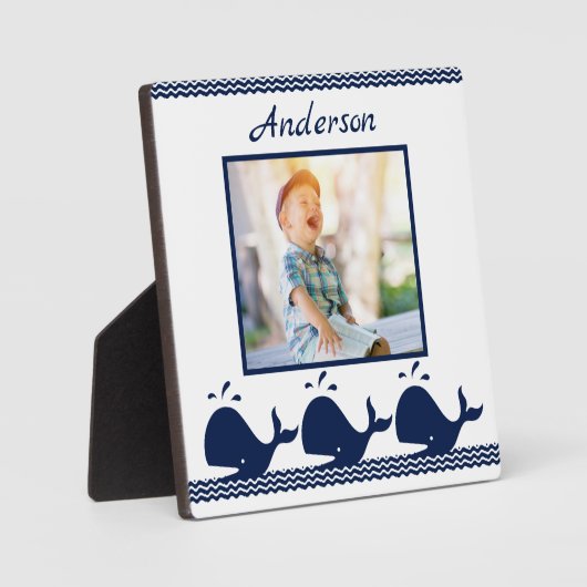 Blauw en wit lijst fotoplaat (Voorkant)
