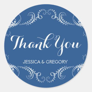 Blauw en wit Lijst Hartelijk dank Ronde Sticker