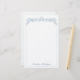 Blauw en Wit Lint Crest Frame Persoonlijk Briefpapier